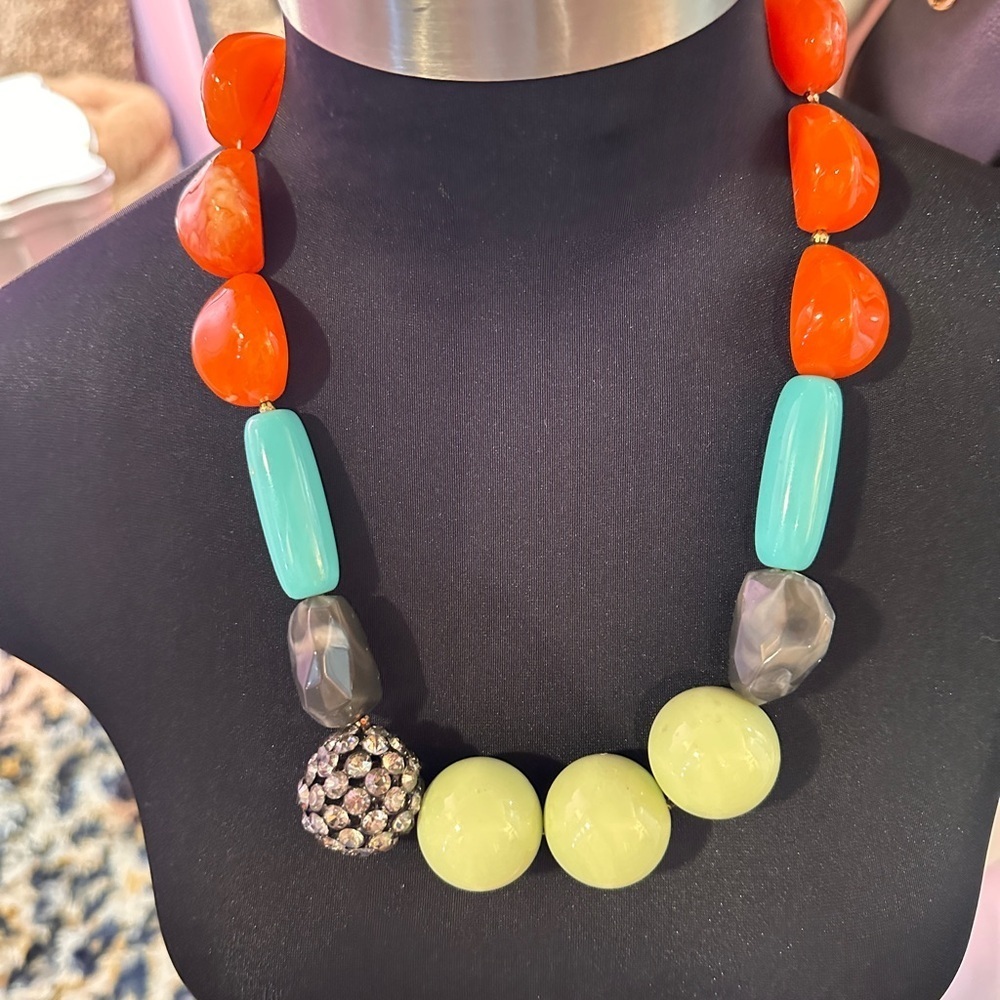 Multicolored Rhinestone Necklace - Picture 7 of 7